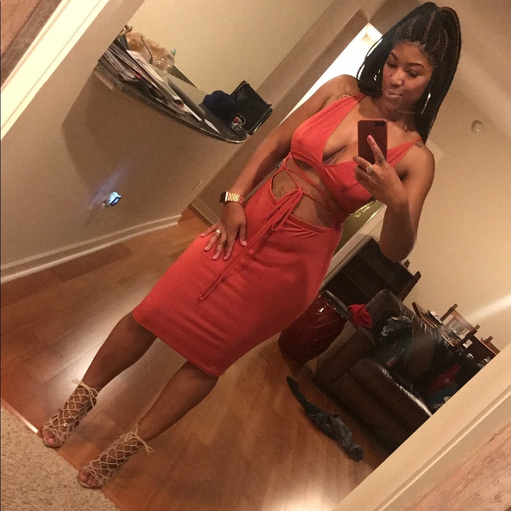 Orange body/con dress